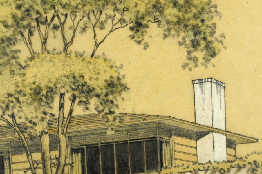 Detail, graphite, watercolor, and gouache